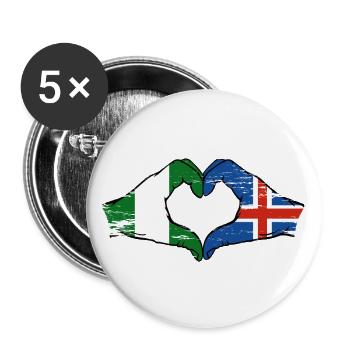 Drapeau de l’île du Nigeria mains forme de coeur utilisé - Lot de 5 grands badges (56 mm) - blanc - Devant