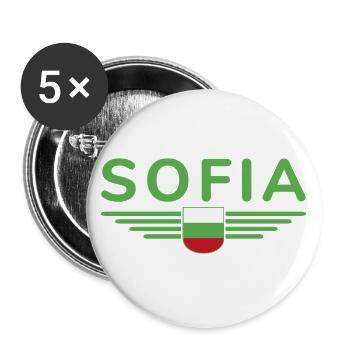 Sofia Design – Proud of Bulgaria's capital - Buttons large 2.2''/56 mm (5-pack) - white - Front