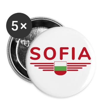 Sofia Design – Fière de la capitale bulgare - Lot de 5 grands badges (56 mm) - blanc - Devant