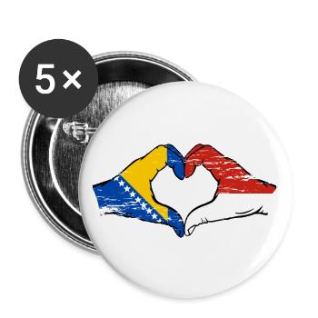 Bosnia Indonesia Flag Hands Heart Shape Used - Buttons large 2.2''/56 mm (5-pack) - white - Front