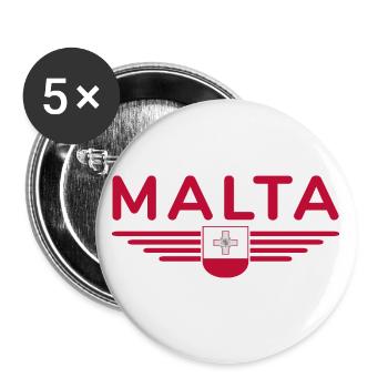 Malta T-Shirt – Für Insel-Fans - Buttons groß 56 mm (5er Pack) - Weiß - Vorne