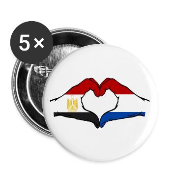 Egypt Holland Flag Hands Heart Shape - Buttons large 2.2''/56 mm (5-pack) - white - Front