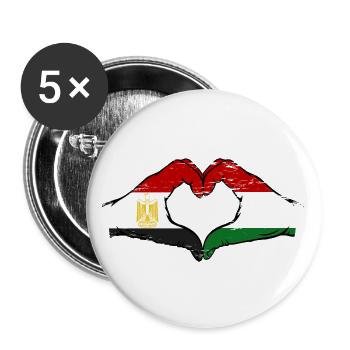 Egypte Hongrie Drapeau Mains Coeur Forme Utilisé - Lot de 5 grands badges (56 mm) - blanc - Devant