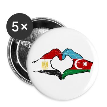 Egypt Azerbaijan Flag Hands Heart Shape Used - Buttons large 2.2''/56 mm (5-pack) - white - Front