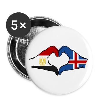 Egypt Iceland Flag Hands Heart Shape - Buttons large 2.2''/56 mm (5-pack) - white - Front