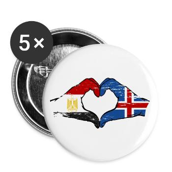 Egypt Iceland flag hands heart shape used - Buttons large 2.2''/56 mm (5-pack) - white - Front