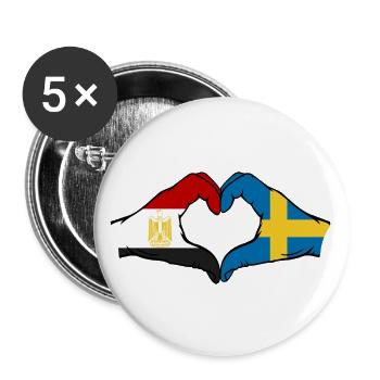 Egypt Sweden Flag Hands Heart Shape - Buttons large 2.2''/56 mm (5-pack) - white - Front