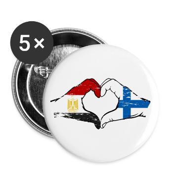 Egypte Finlande Drapeau Mains Coeur Forme Utilisé - Lot de 5 grands badges (56 mm) - blanc - Devant