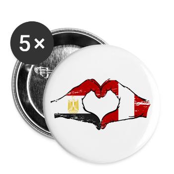 Ägypten Peru Flagge Hände Herzform used - Buttons groß 56 mm (5er Pack) - Weiß - Vorne