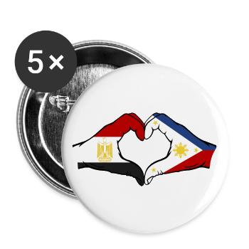 Egypt Philippines Flag Hands Heart Shape - Buttons large 2.2''/56 mm (5-pack) - white - Front