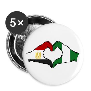 Égypte Nigeria Drapeau Mains Coeur Forme - Lot de 5 grands badges (56 mm) - blanc - Devant