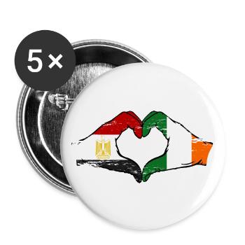 Egypte Irlande Drapeau Mains Coeur Forme Utilisé - Lot de 5 grands badges (56 mm) - blanc - Devant