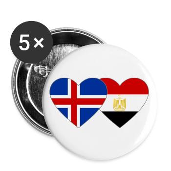 Iceland Egypt Flag Hands Heart Shape - Buttons large 2.2''/56 mm (5-pack) - white - Front