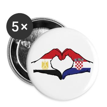 Egypt Croatia Flag Hands Heart Shape - Buttons large 2.2''/56 mm (5-pack) - white - Front