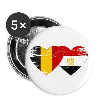 Belgium Egypt Flag Hands Heart Shape Used - Buttons large 2.2''/56 mm (5-pack) - white - Front