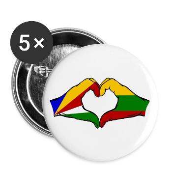 Seychelles Lituanie Drapeau Mains Coeur Forme - Lot de 5 grands badges (56 mm) - blanc - Devant