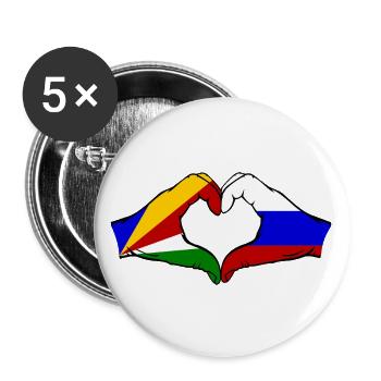Seychelles Russie Drapeau Mains Coeur Forme - Lot de 5 grands badges (56 mm) - blanc - Devant