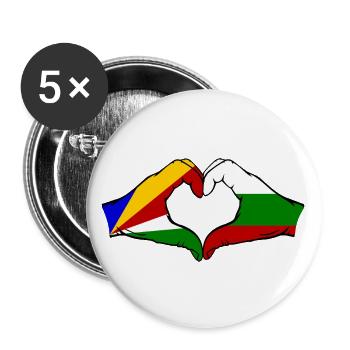 Seychelles Bulgaria Flag Hands Heart Shape - Buttons large 2.2''/56 mm (5-pack) - white - Front