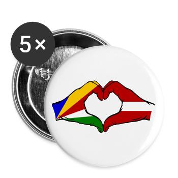 Seychelles Lettonie Drapeau Mains Coeur - Lot de 5 grands badges (56 mm) - blanc - Devant