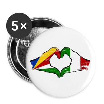 Seychelles Italy Flag Hands Heart Shape Used - Buttons large 2.2''/56 mm (5-pack) - white - Front