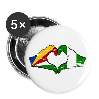 Seychelles Nigeria flag hands heart shape used - Buttons large 2.2''/56 mm (5-pack) - white - Front