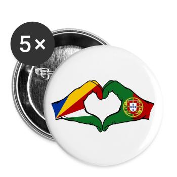 Seychelles Portugal Drapeau Mains Coeur Forme - Lot de 5 grands badges (56 mm) - blanc - Devant