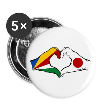 Seychelles Japon Drapeau Mains Coeur Forme - Lot de 5 grands badges (56 mm) - blanc - Devant