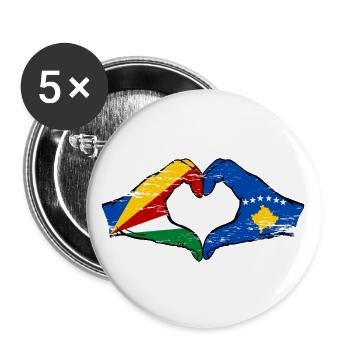 Seychelles Kosovo flag hands heart shape used - Buttons large 2.2''/56 mm (5-pack) - white - Front