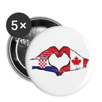 Croatia Canada Flag Hands Heart Shape Used - Buttons large 2.2''/56 mm (5-pack) - white - Front