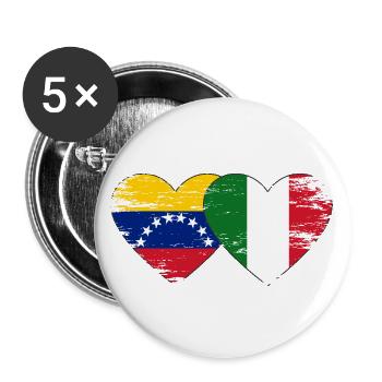 Venezuela Italy Flag Hands Heart Shape Used - Buttons large 2.2''/56 mm (5-pack) - white - Front