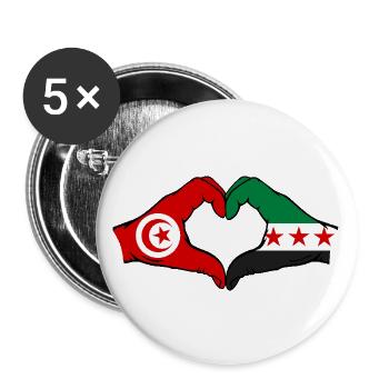 Tunisia Syria Flag Hands Heart Shape - Buttons large 2.2''/56 mm (5-pack) - white - Front