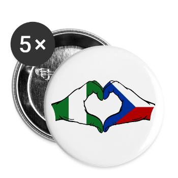 Nigeria Czech Republic Flag Hands Heart Shape - Buttons large 2.2''/56 mm (5-pack) - white - Front