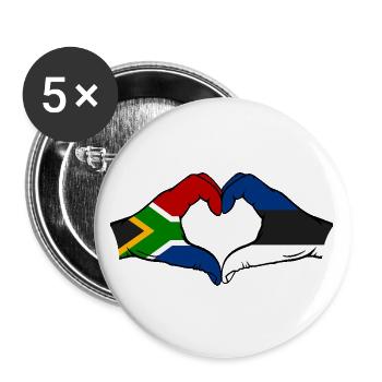 Südafrika Estland Flagge Hände Herzform - Buttons groß 56 mm (5er Pack) - Weiß - Vorne