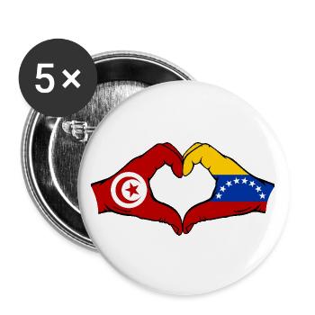 Tunisia Venezuela Flag Hands Heart Shape - Buttons large 2.2''/56 mm (5-pack) - white - Front