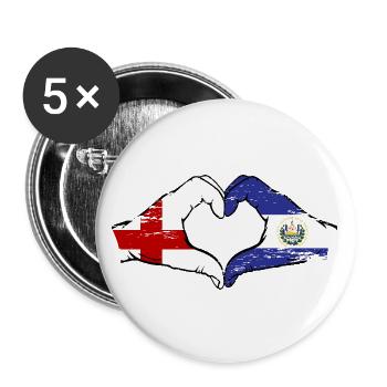 England El Salvador Flag Hands Heart Shape Used - Buttons large 2.2''/56 mm (5-pack) - white - Front