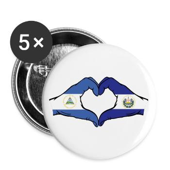 Nicaragua El Salvador Flag Hands Heart Shape - Buttons large 2.2''/56 mm (5-pack) - white - Front