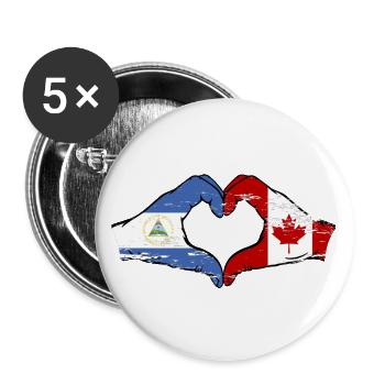 Nicaragua Canada drapeau mains forme de coeur utilisé - Lot de 5 grands badges (56 mm) - blanc - Devant