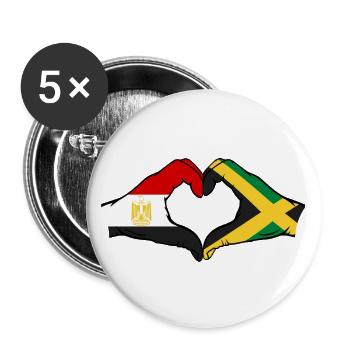 Egypt Jamaica Flag Hands Heart Shape - Buttons large 2.2''/56 mm (5-pack) - white - Front