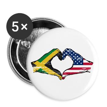 Jamaïque États-Unis Mains Forme de coeur Utilisé - Lot de 5 grands badges (56 mm) - blanc - Devant