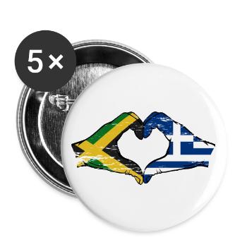 Jamaica Greece Hands Heart Shape Used - Buttons large 2.2''/56 mm (5-pack) - white - Front