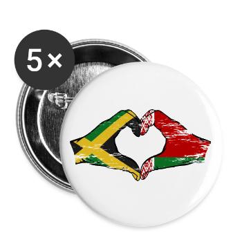 Jamaica Belarus Hands Heart Shape Used - Buttons large 2.2''/56 mm (5-pack) - white - Front
