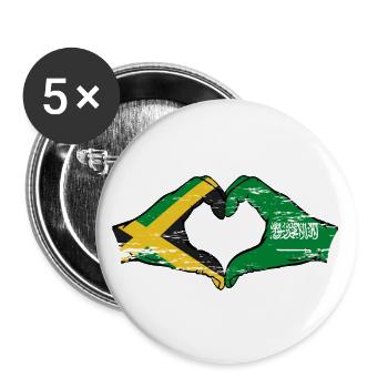 Jamaika Saudi Arabien Hände Herzform used - Buttons groß 56 mm (5er Pack) - Weiß - Vorne