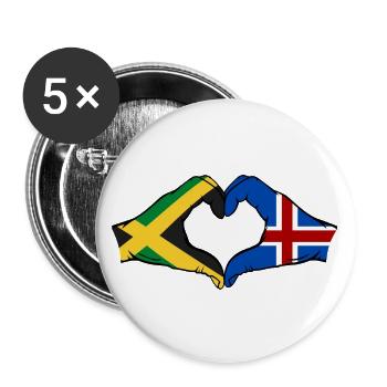 Jamaica Island Hands Heart Shape - Buttons large 2.2''/56 mm (5-pack) - white - Front