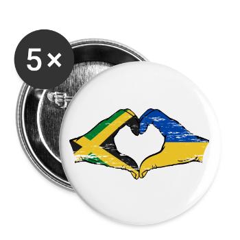 Jamaica Ukraine Hands Heart Shape Used - Buttons large 2.2''/56 mm (5-pack) - white - Front