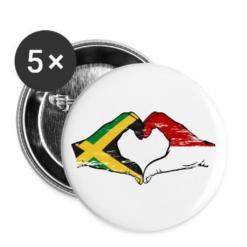 Jamaïque Indonésie mains forme de coeur utilisé - Lot de 5 grands badges (56 mm) - blanc - Devant