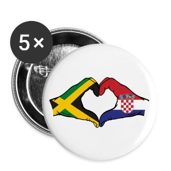 Jamaica Croatia Hands Heart Shape - Buttons large 2.2''/56 mm (5-pack) - white - Front