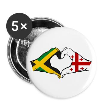 Jamaika Georgien Hände Herzform - Buttons groß 56 mm (5er Pack) - Weiß - Vorne