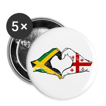 Jamaika Georgien Hände Herzform used - Buttons groß 56 mm (5er Pack) - Weiß - Vorne