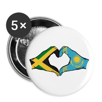 Jamaïque Kazakhstan Mains Forme de coeur - Lot de 5 grands badges (56 mm) - blanc - Devant