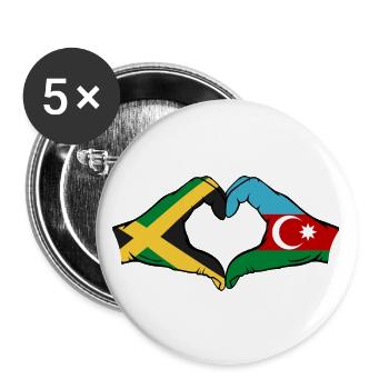 Jamaika Aserbaidschan Hände Herzform - Buttons groß 56 mm (5er Pack) - Weiß - Vorne